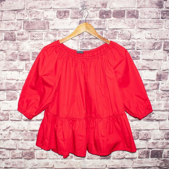 Women's Off-Shoulder Red Blouse - Picture 7 of 7